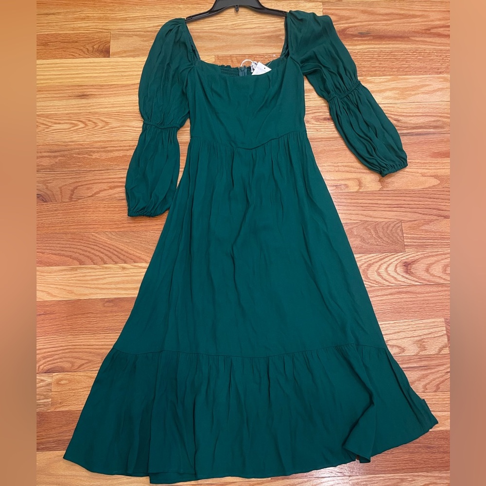 Reformation- Emerald Long Sleeve MIDI dress